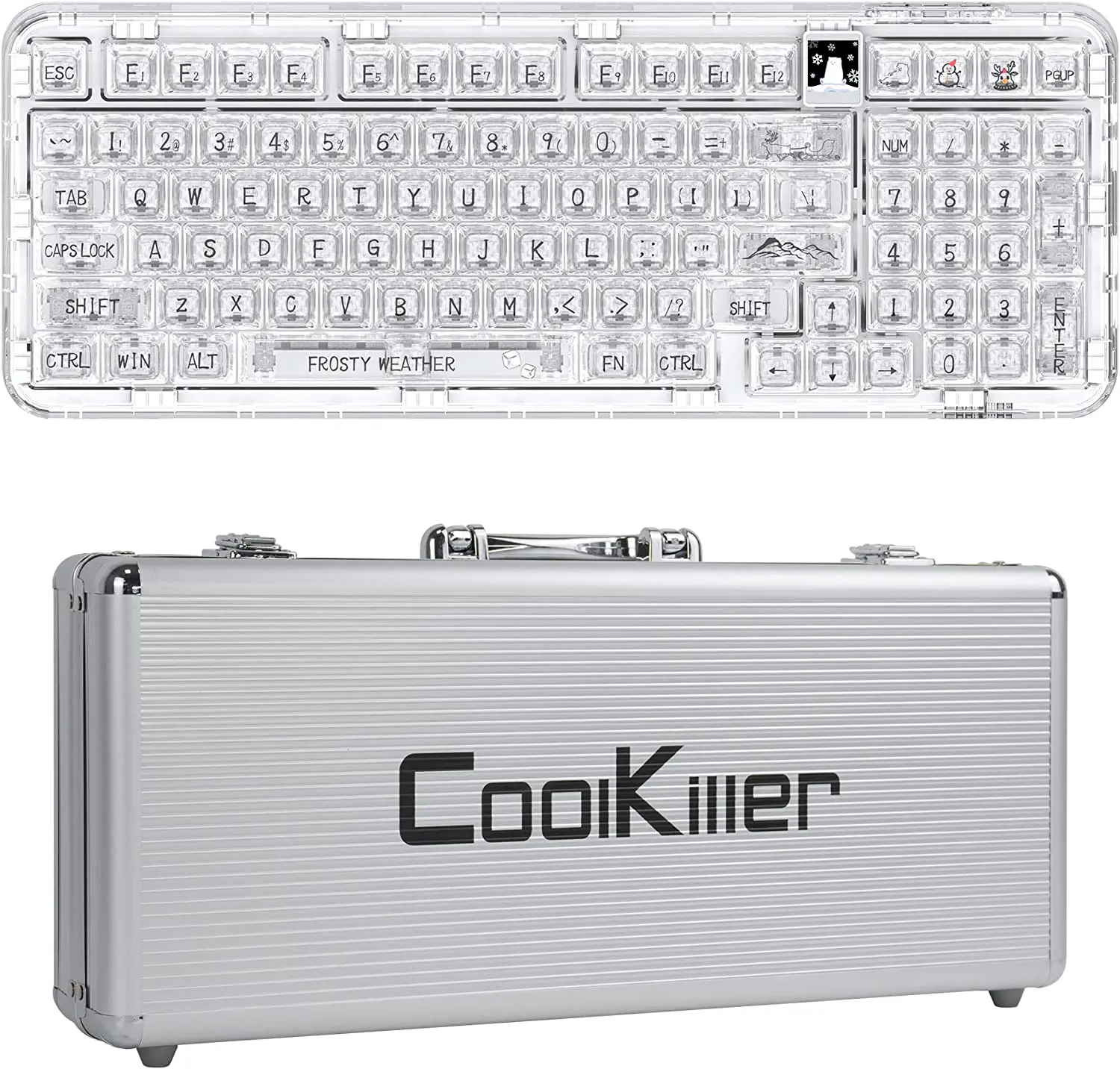 CoolKiller CK98 Mechanical Keyboard Hot-Swap Bluetooth 2.4G Wireless With OLED Monitor RGB Polar Bear Transparent Gasket Gaming