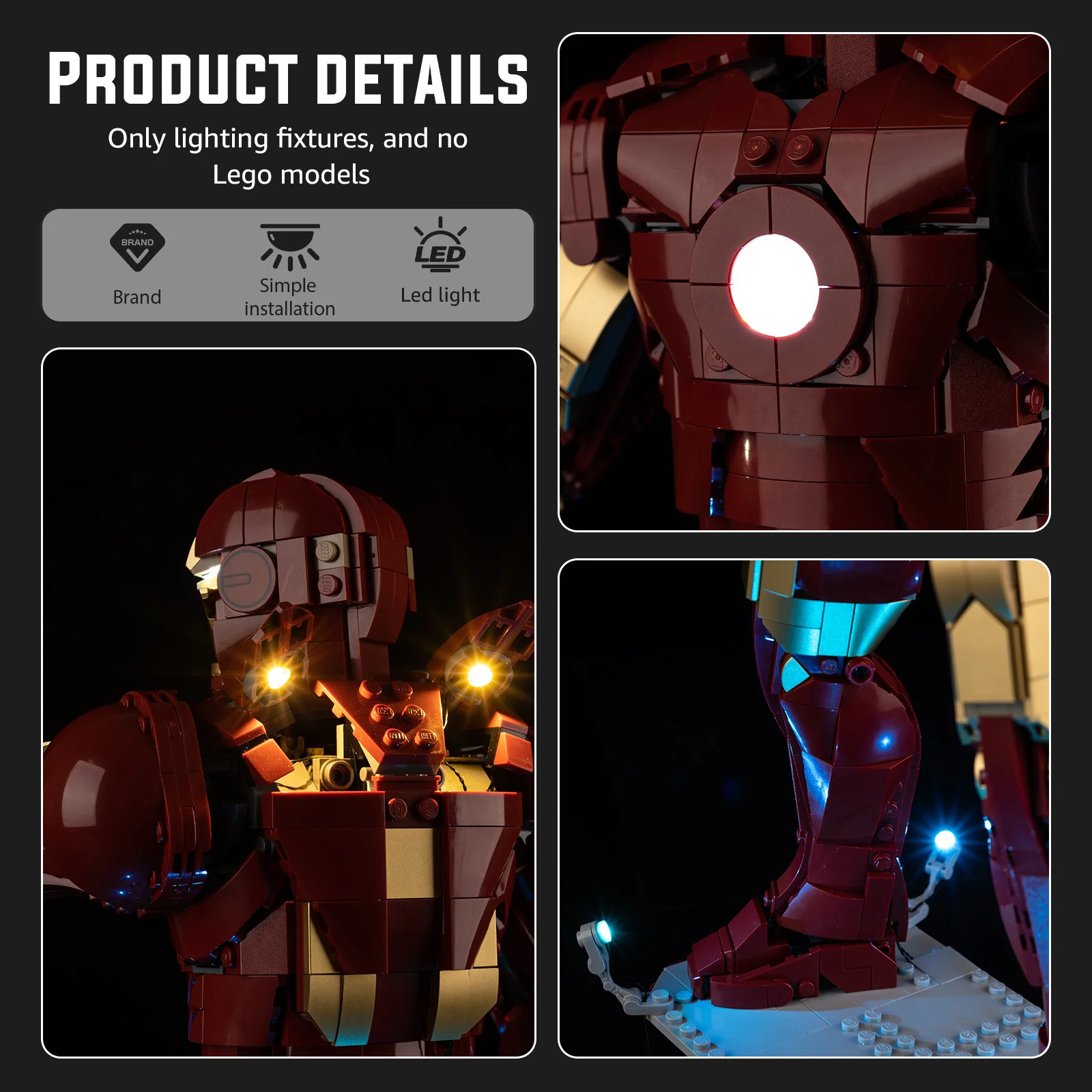 

Набор светодиодного освещения, подходящий для конструктора LEGO Iron Man Mark 3 Collectors' Edition 76344 (блоки для сборки не входят в комплект)