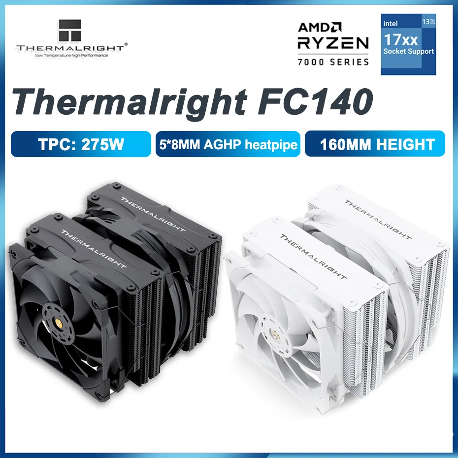 Thermalright FC140 5X8mm AGHP Heatpipe Twin Towers CPU Cooler S-FDB Bearing PWM Dual Fan For LGA1700 115X LGA2011 AM4 AM5