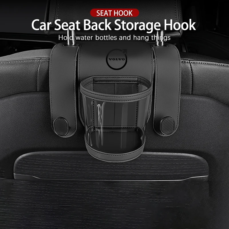 

Double Hooks Car Seatback Water Cup Holder No Drilling Required Install For Volvo XC60 S60 V40 V90 V50 S90 S80 S70 XC70 Polestar