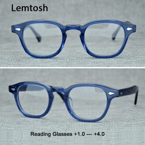 Lemtosh-gafas de lectura para hombre y mujer, lentes de marca de lujo con montura de acetato Vintage, para presbicia, dioptrías + 1,0 + 2,0 + 4,0, Johnny Depp