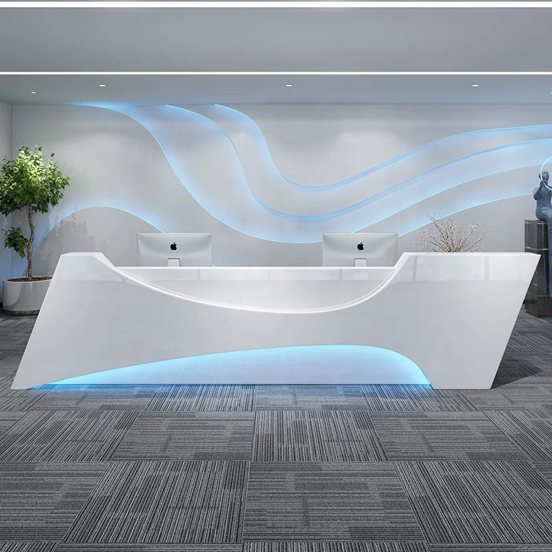 

Высокое качество, современный письменный стол Genova, деревянная касса, офисный стол для приема, регулируемый дизайн, салон, отель, ресторан