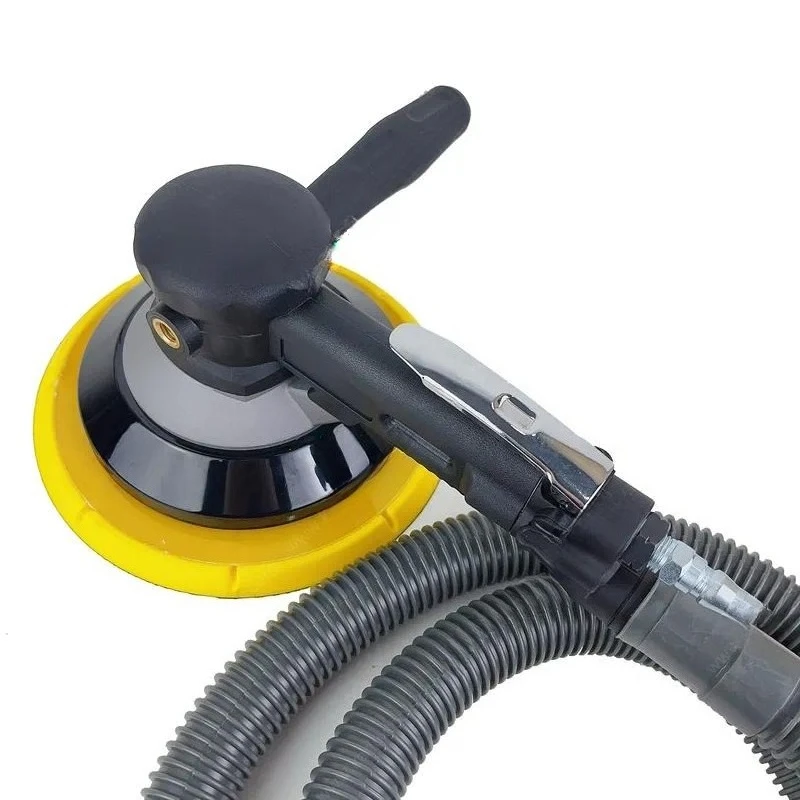 8inch(200mm) Self-Vacuuming Pneumatic Random Orbit Sander Hand Sanding Tool with Hose and Dust Bag for Car, Wood Wax, Metal