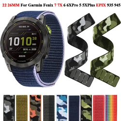 26 22mm Hook Loop Nylon Strap For Garmin Enduro 2 Tactix 7 Pro Smart Watch Band Fenix 7 7X 6X 6Pro 5X /MK2i/955 EPIX Wristbands