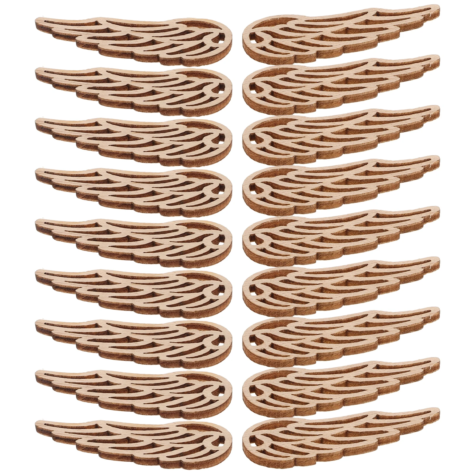 

50pcs Log Color Wood Slices Angel Wings Decor Christmas Tree Embellishments Bird Cutouts Nonporous Ornaments Diy Rustic Safe