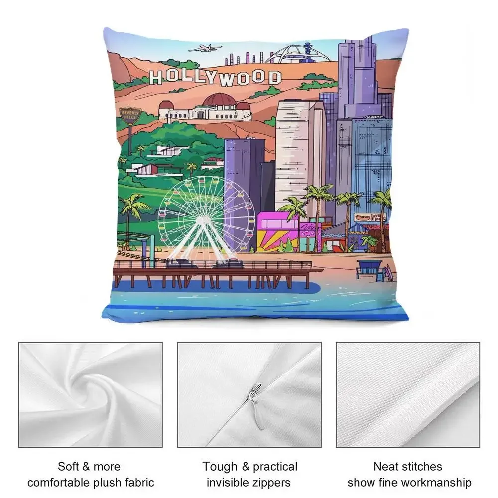 Mode Los Angeles Kissenbezug Kurze Plüsch doppelseitiger Druck Quadratische Dekokissenbezüge Sofa Home Kissen Dekor