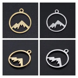 Pandahall 5Pcs Golden Stainless Steel Color Mountain Shape Pendant Laser Cut Charm for Necklace Bracelet Earring Jewelry Making