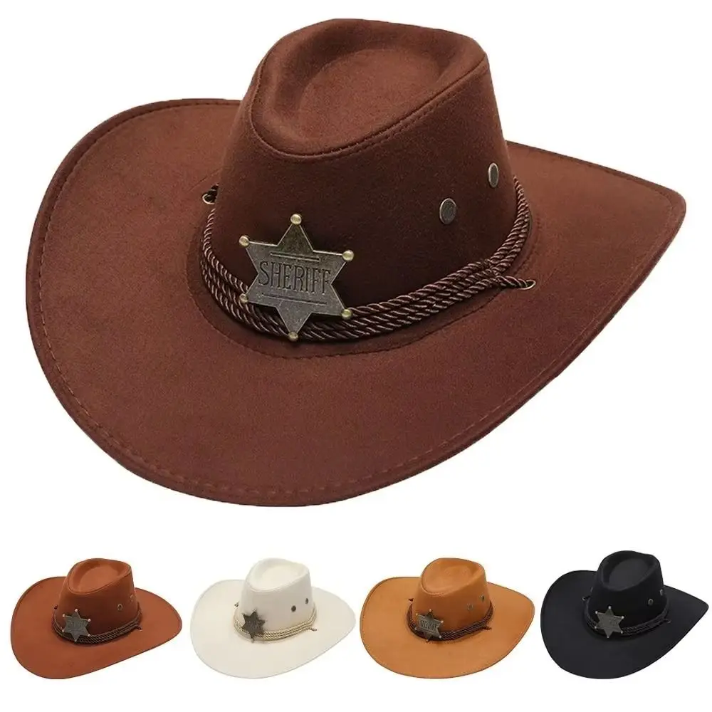 Unisex-Sonnenhut mit breiter Krempe, Sonnenschutz, Sonnenschutzkappe, künstliches Wildleder, Strand-Cowboyhut, einfarbig, atmungsaktiv, Party-Cosplay-Hut