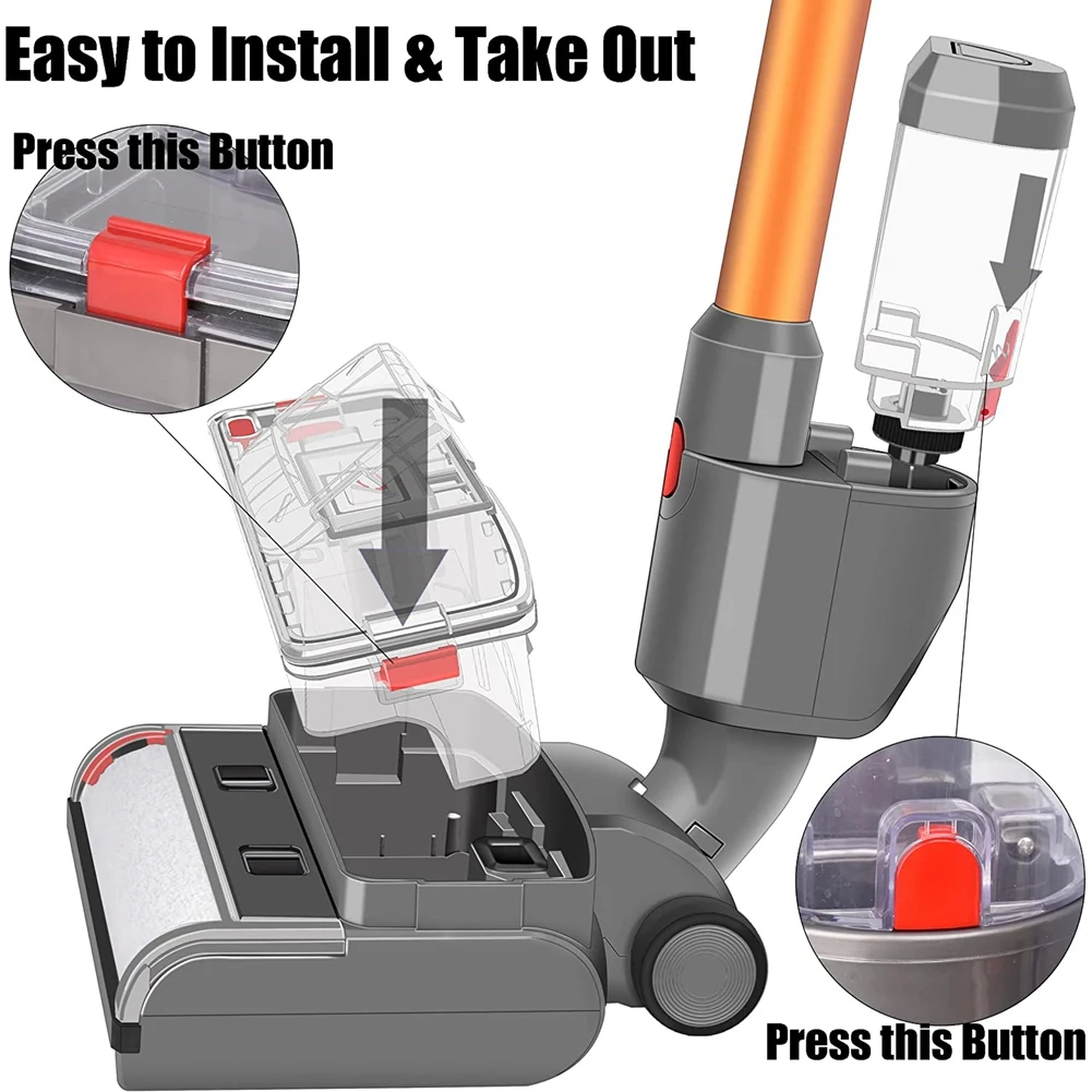 Nass- und Trockenbürsten für Dyson V15 V11 V10 V8 V7 elektrische Besenköpfe, ausgestattet mit Reinigungs- und Abwassertanks