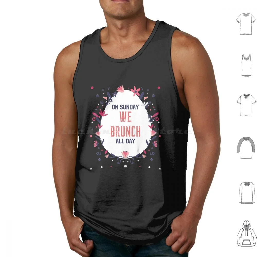 في الأحد، نغلب قمصان بدون أكمام من القطن المطبوع في يوم الأحد، نغلب مع Mimosas في الأحد، نقدم Mimosas في الأحد