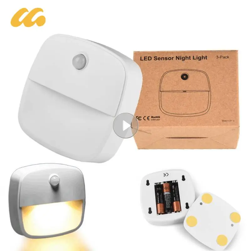 

LED Motion Sensor Night Light With Batteries Powered Wireless Sensor Energy Saving Room Under Cabinet Light Body Induction Lamp