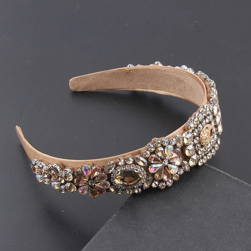 Luxury  Full Green Red Crystal Tiara Hairdband Baroque Rhinestone Diamante Headband Party Wedding Female Hair Accessories558