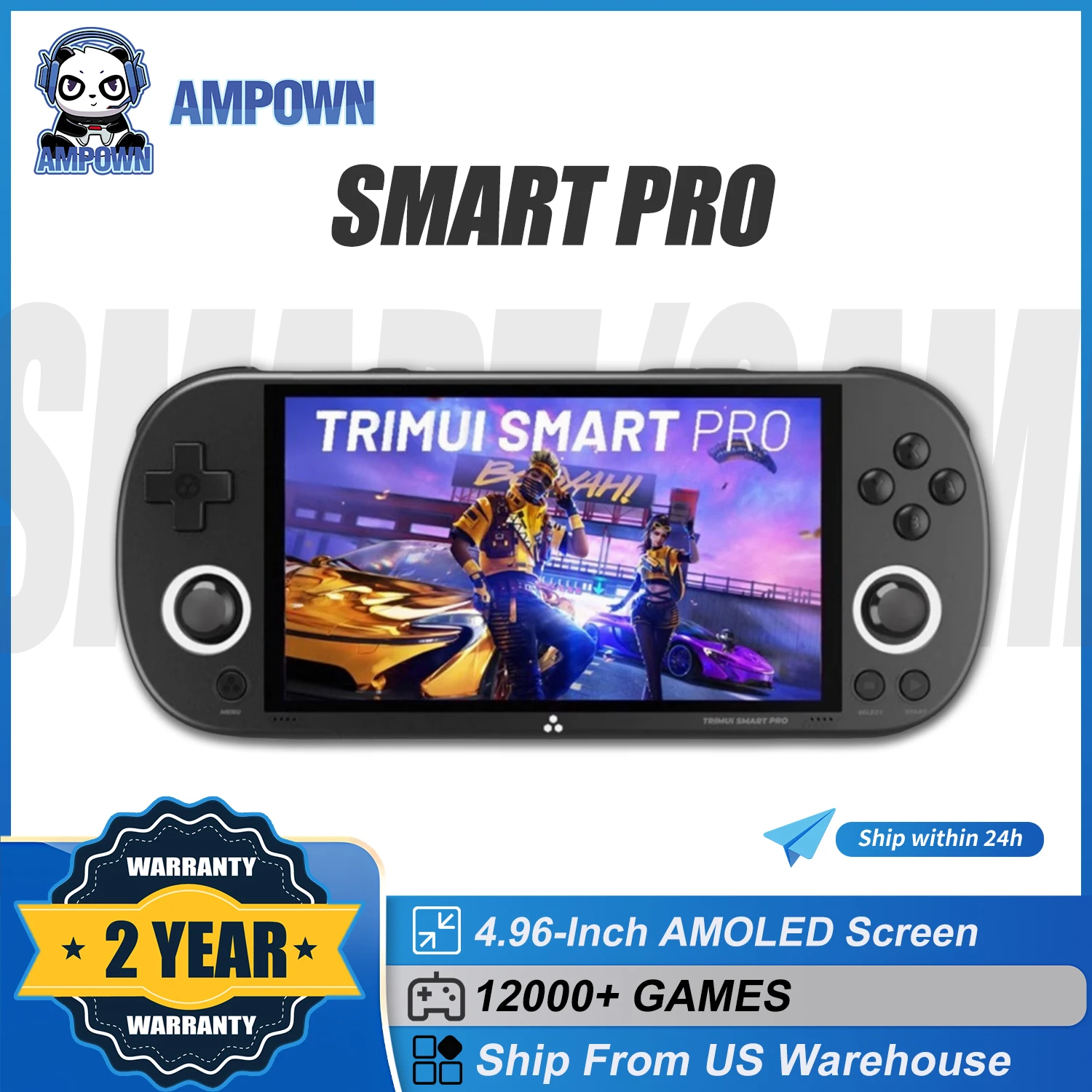 

AMPOWN Trimui Smart Pro Handheld Game Players Consoles 4.96'' IPS Screen Linux Portable Console Retro Video Game US Warehouse