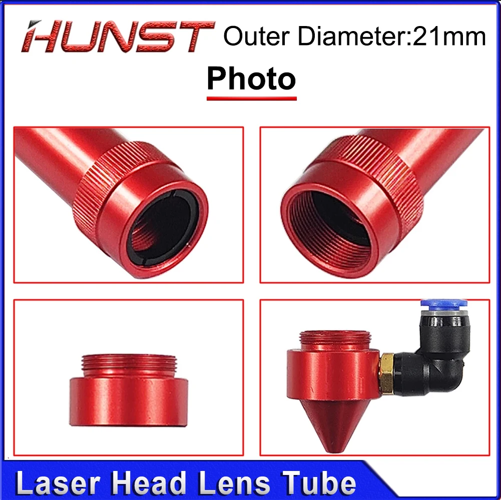 HUNST CO2-Laserkopf-Linsenrohr, Außendurchmesser 21 mm + Luftdüse für Linsendurchmesser 20 FL 50,8/63,5 mm für CO2-Laserschneidmaschine
