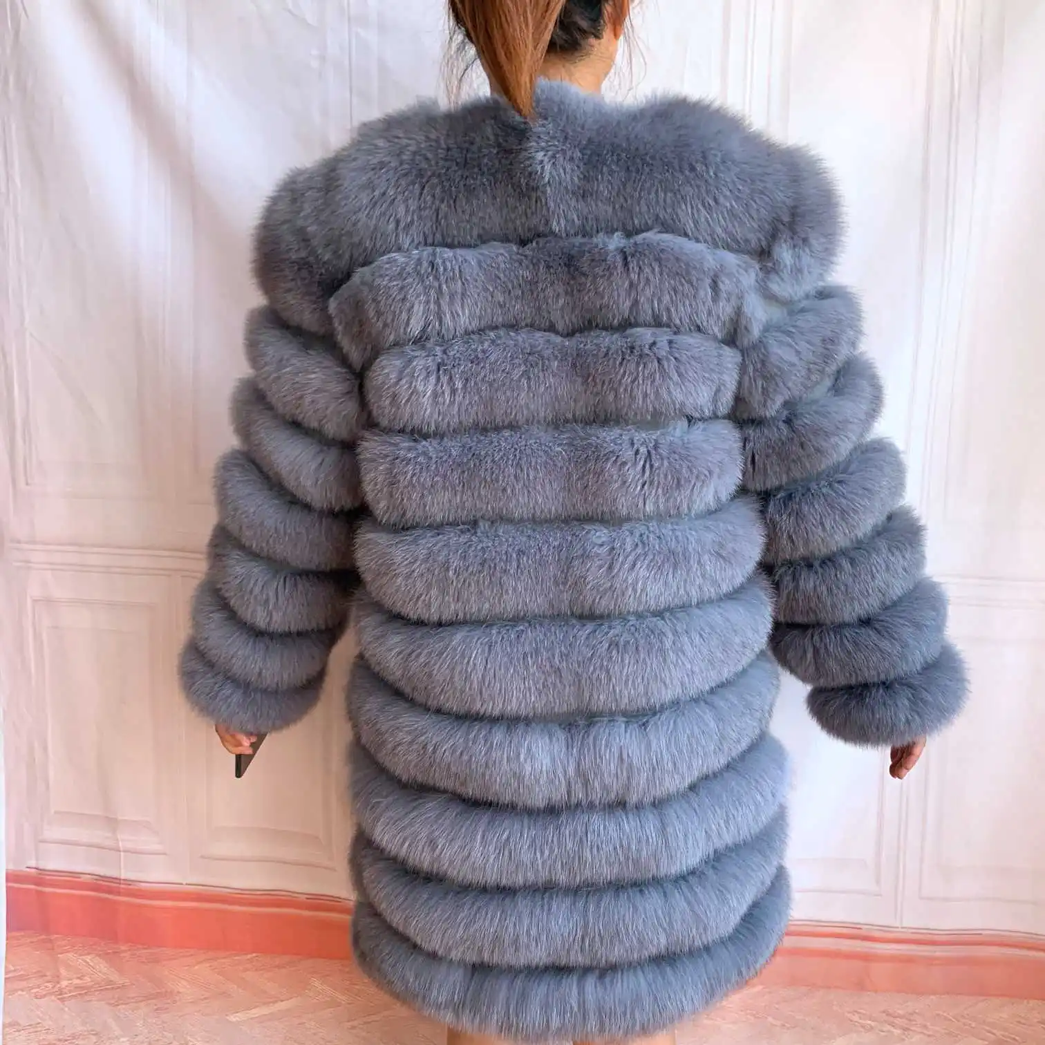 NEW 4in1 Real Fox Fur Long Coat Winter Coat for Women Jackets Vest Winter Outerwear Women Fox Fur Coat High Quality Fur Clothes