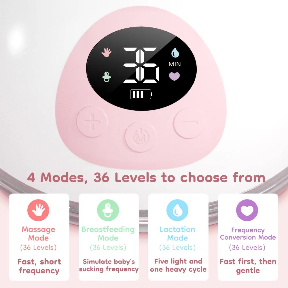 Wearable Breast Pump Super Silent Hands Free Electric Breast Pump Comfort Milk Collector for Breastfeeding with 19/24mm Flange