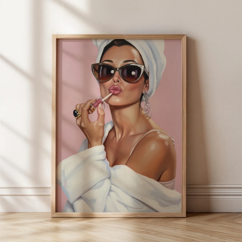 Glamour Bathroom Wall Art Prints Retro Woman Toilet Art Poster Quirky Feminine Bathroom Decor Vintage Boudoir Art Gifts