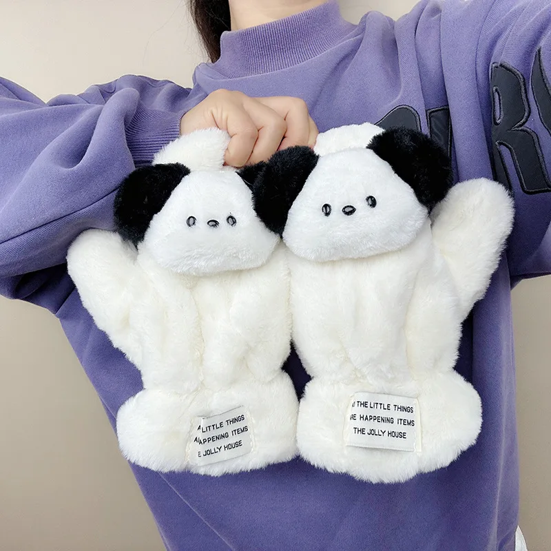 

Зимние велосипедные перчатки Sanrio Pochacco, теплые перчатки с милым мультяшным рисунком для студентов, для занятий спортом на открытом воздухе, велоспорта, устойчивые к холоду, с полными пальцами, термоперчатки