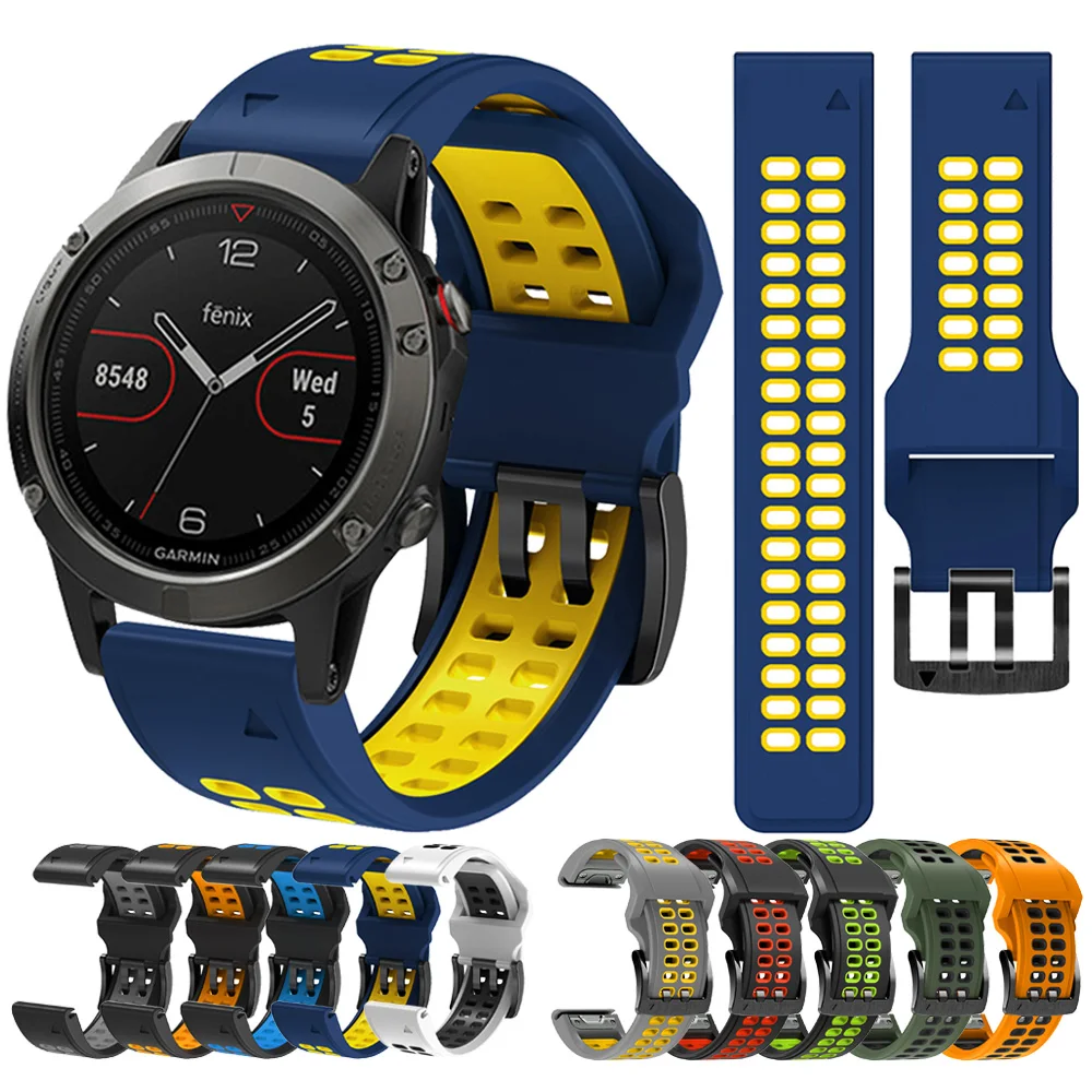 

22/26mm QuickFit Watchband For Garmin Quatix 5 /Garmin Tactix 8 47mm Silicone Strap With Black Buckle Wristband For Instinct 2X