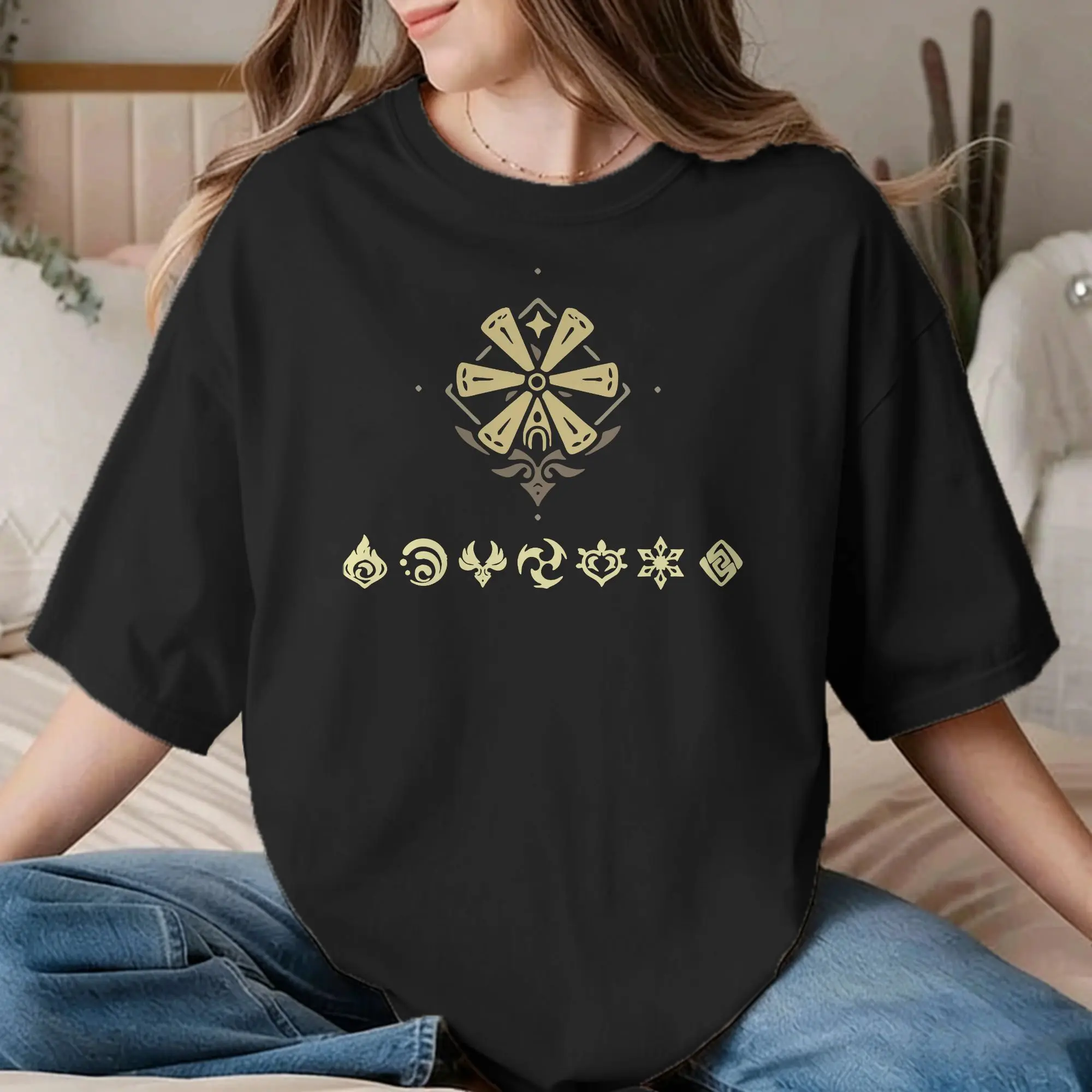 Genshin Impact Elements Impact T Shirts Men Women Cotton Leisure T-Shirt O Neck  Tees Short Sleeve Tops Gift Idea