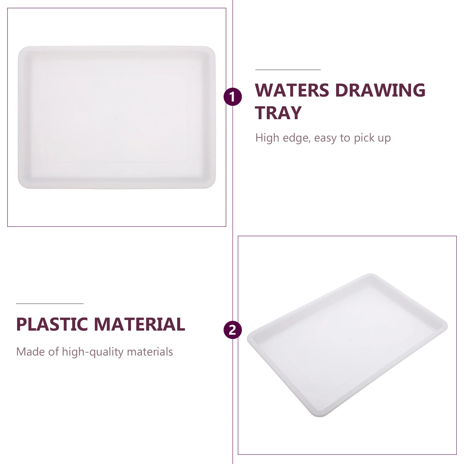 

2 Pcs Drawing Tray Paint Dish Trays Crafts Watercolor Organizer Painting Mixing Plastic Palette