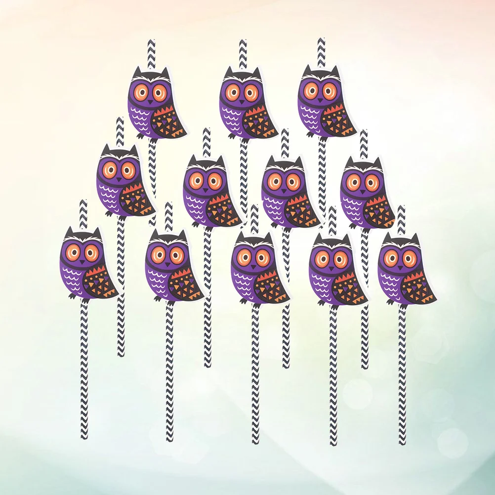 

Owl Themed Drinking Straws Hot Electric Waist Girdle Ghost Festival Supplies Halloween Paper