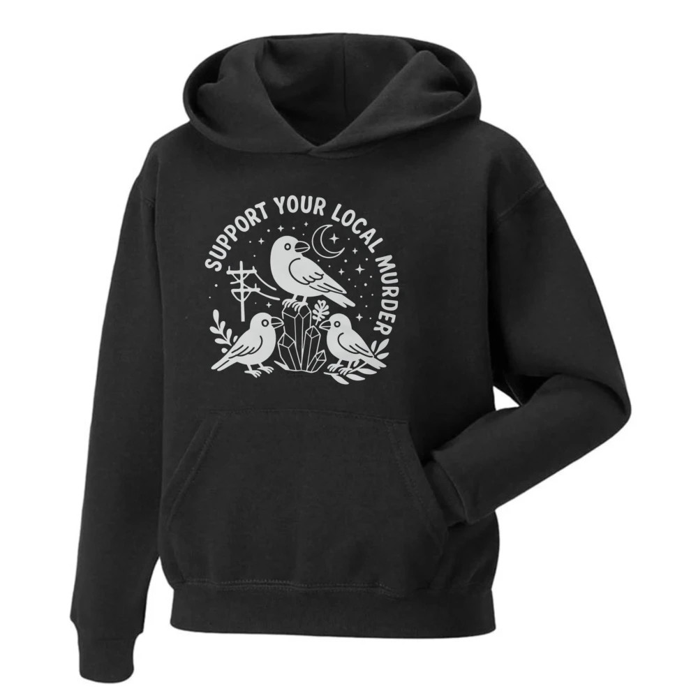 Your Local Murder Crow Halloween Hoodie Spooky Gothic Vintage Unisex Pullover Graphic Sweatshirt Long Sleeve Autumn Winter