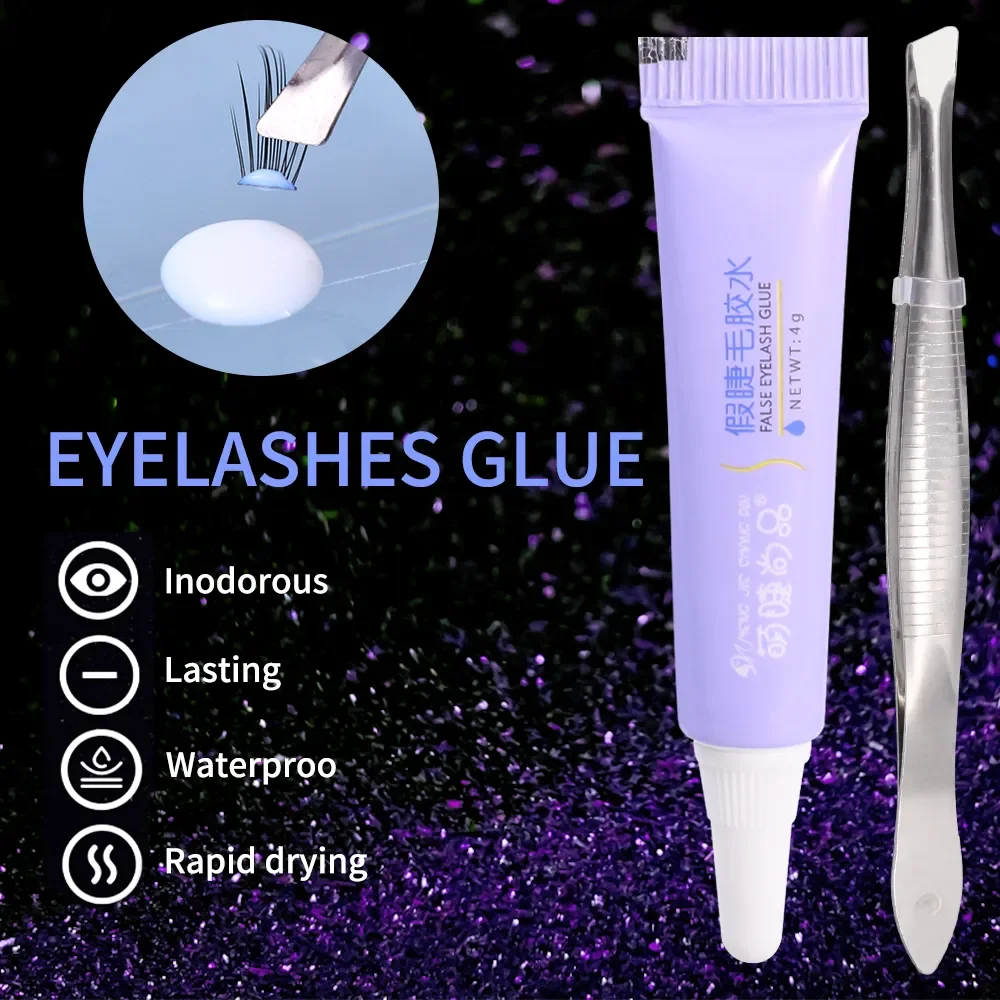 4Ml Valse Wimperlijm Met Pincet Waterdichte Sneldrogende Eye Lash Cosmetisch Gereedschap Wimpers Verlengstuk Witte Zelfklevende Make-Up