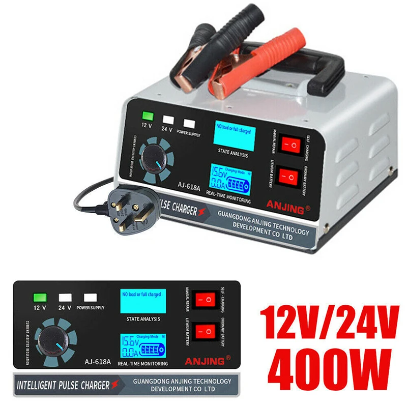 Car 400W 40A Smart Battery Charger 12V/24V Automotive Battery Charger Trickle Smart Pulse Repair For Car Truck Boat Motorcycle