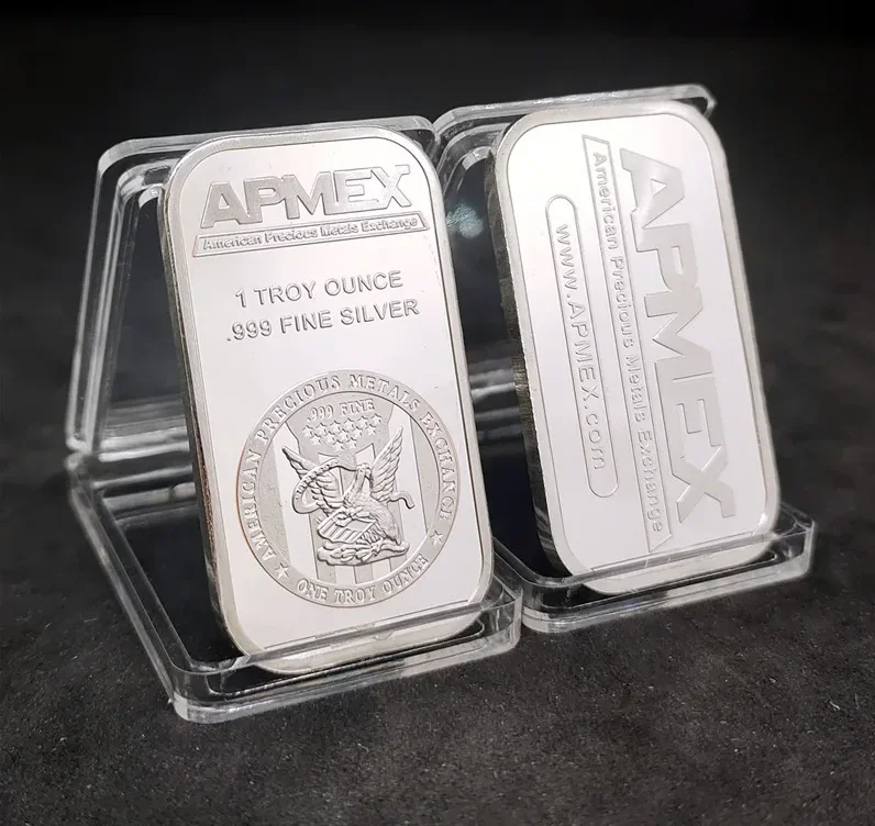 Wholesale 1 oz APMEX Gold Bar Gold Plated Apmex Bullion Non-Magnetic（Sealed Packaging）Silver Bar Home Decoration