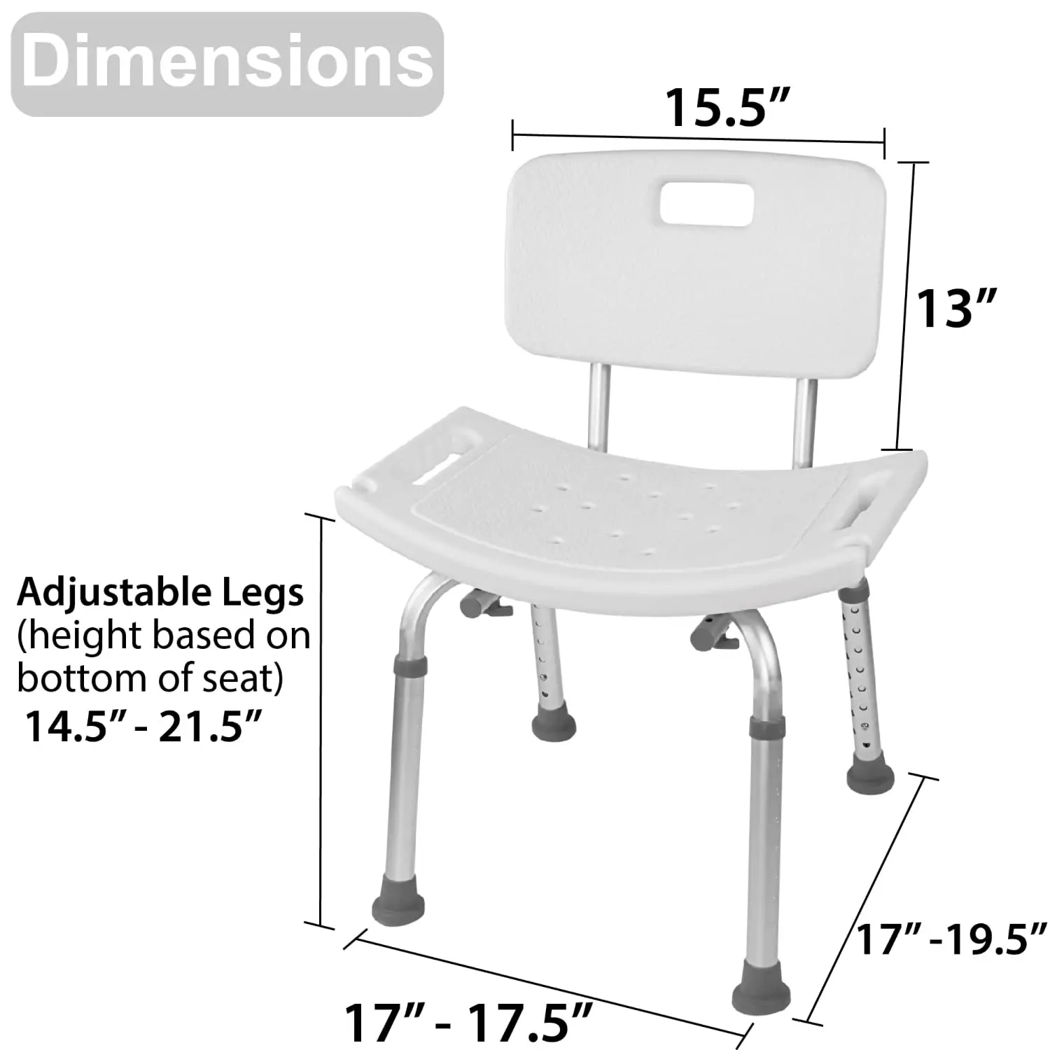 Tool-Free Adjustable Shower Stool for Tub - close-up view
