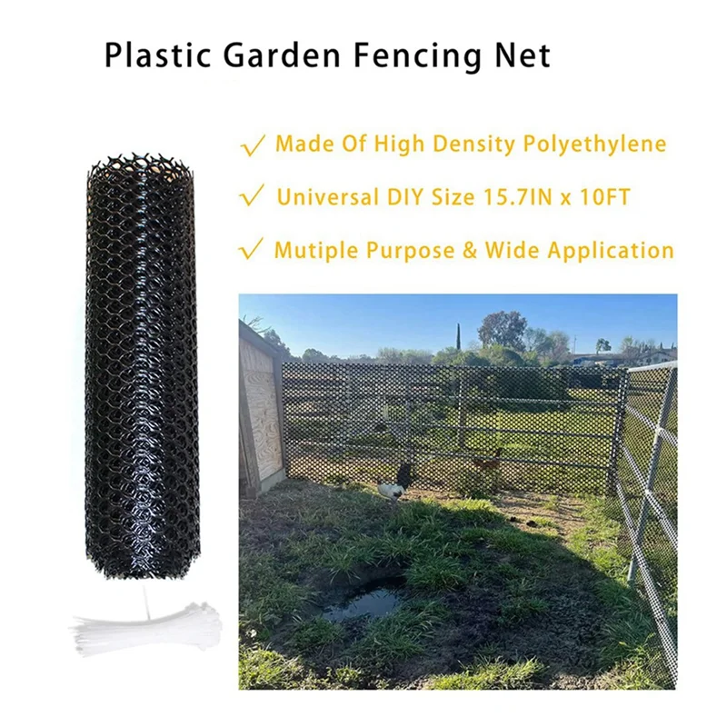 AB46-3X Reusable Plastic Chicken Wire Fence Mesh Lightweight Durable Hexagonal Mesh DIY Project (White)