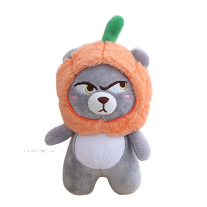 Porte-clés en peluche ours en colère, capuche citrouille de 14cm, breloque de sac, accessoires de sac à dos amusants pour fille et garçon, cadeau pour décoration d'halloween