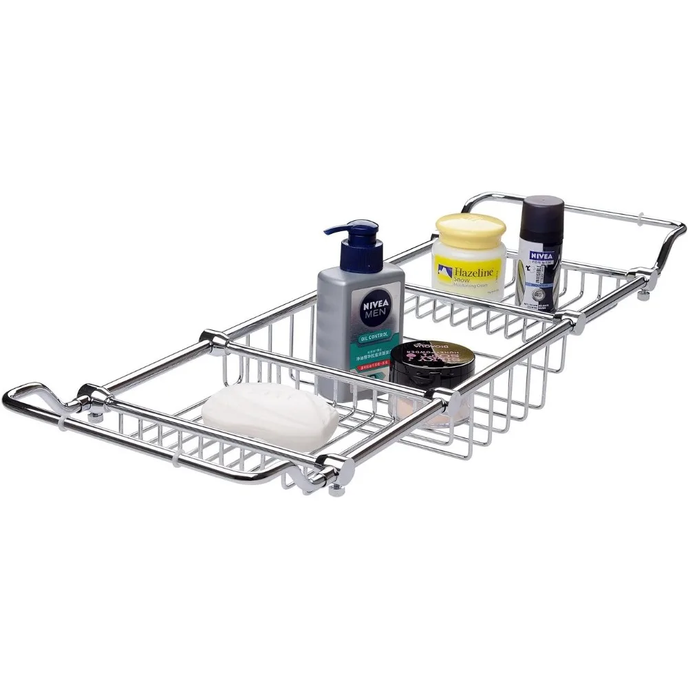 

Expandable Chrome Bathtub Caddy for Elegant Tub Use