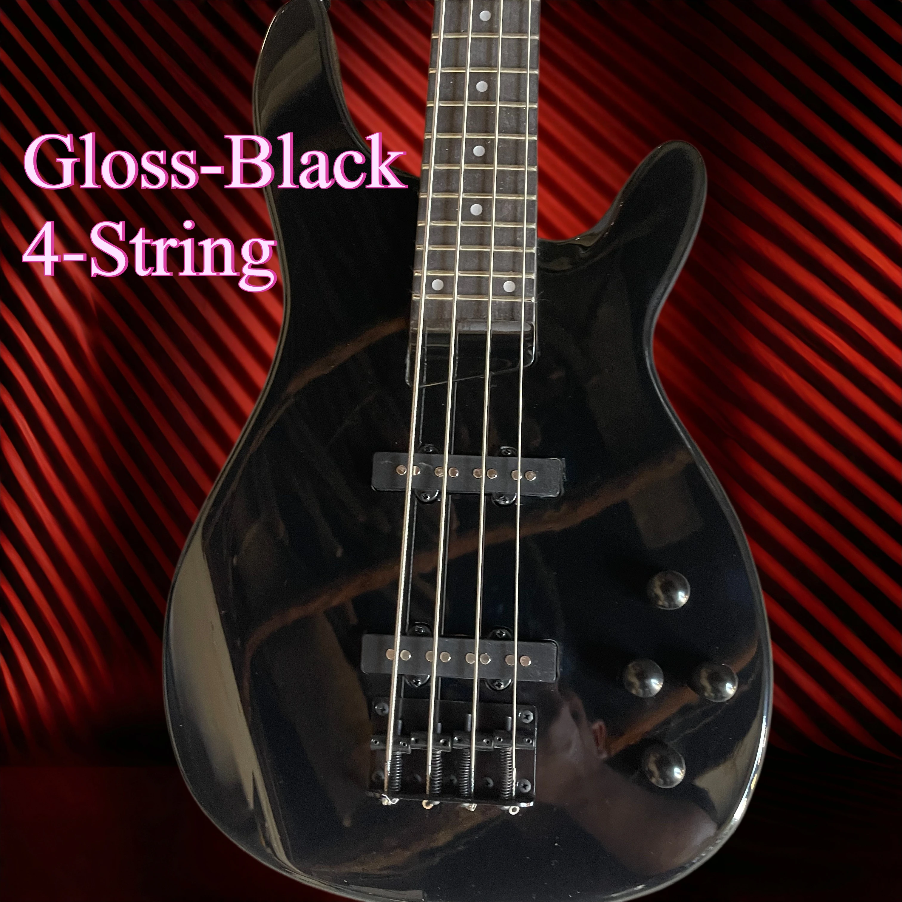 Jazz‑Shape 4‑String Electric Bass Solid‑Black Gloss Finish Rosewood Fretboard Multi‑Purpose Performance  Guitar Mahogany Body