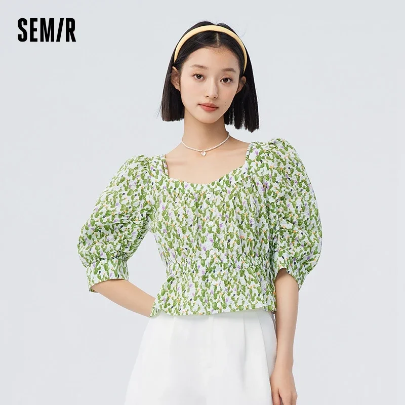 

Блузка Semir женская с коротким рукавом, винтажная хлопковая рубашка свободного покроя, лето 2024