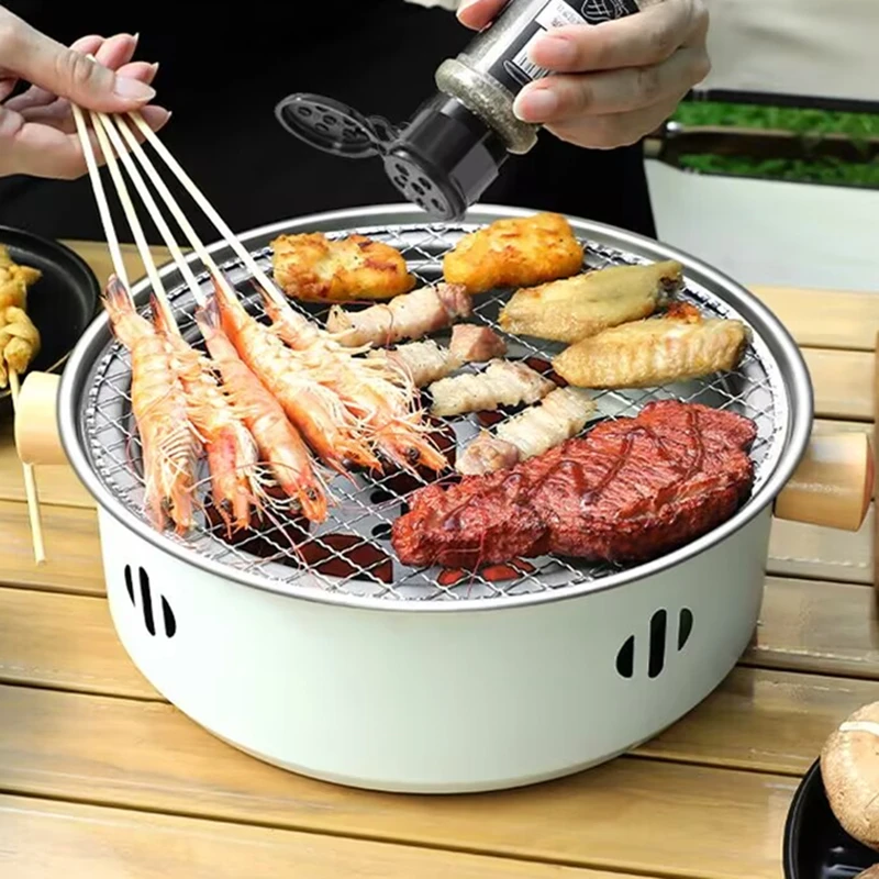 

Ultra Lightweight Round Barbecue Stove Portable Removable Grilling Net Charcoal Oven Stainless Steel Bracket Outdoor Camping