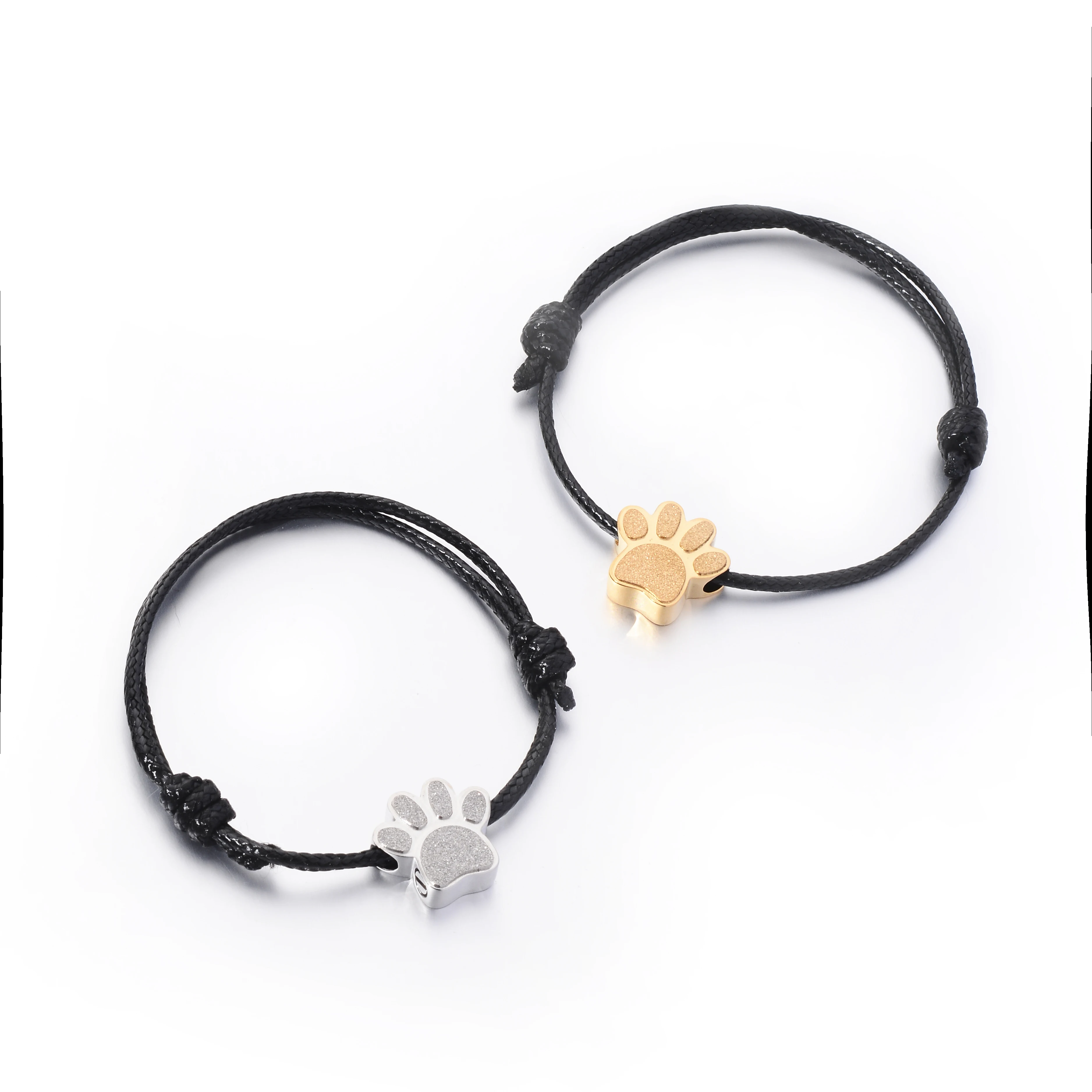 Paw Print Urn Bracelet Adjustable Length Stainless Steel Pendant for Cremation Memorial Pet/Family Ashes Jewelry Gift ﻿