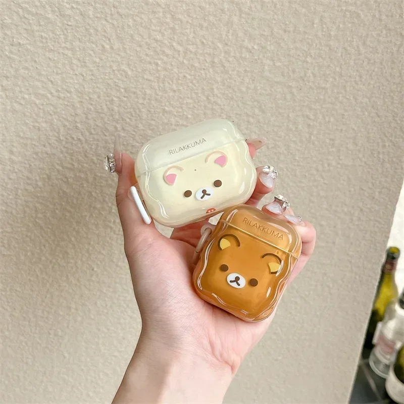 Couple Cartoon Bear Case for AirPods 4 Airpod 1 2 3 Pro Pro2  Bluetooth Earbuds Charging Box Protective Earphone Case Cover