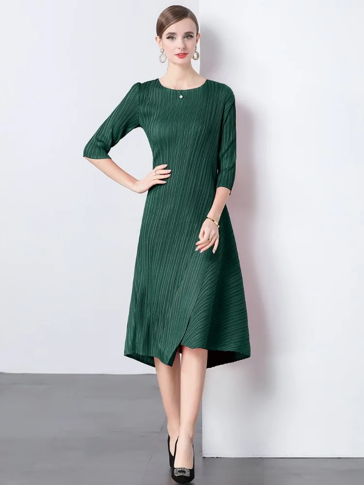 Francês sle cintura elástica saia plissada dr bainha irregular alta elástica cor pura camada base outono novo design dr