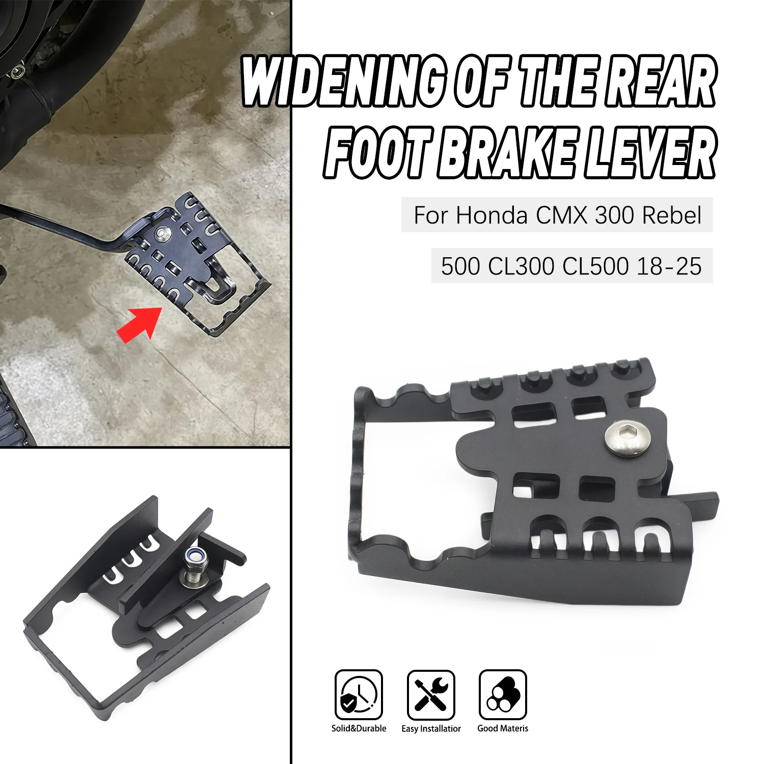 

Accessories moto Fit For Honda CMX 300 Rebel 500 2018-2025 CL300 500 2023-2025 Rear Foot Brake Lever Widened Pedal Extension Pad