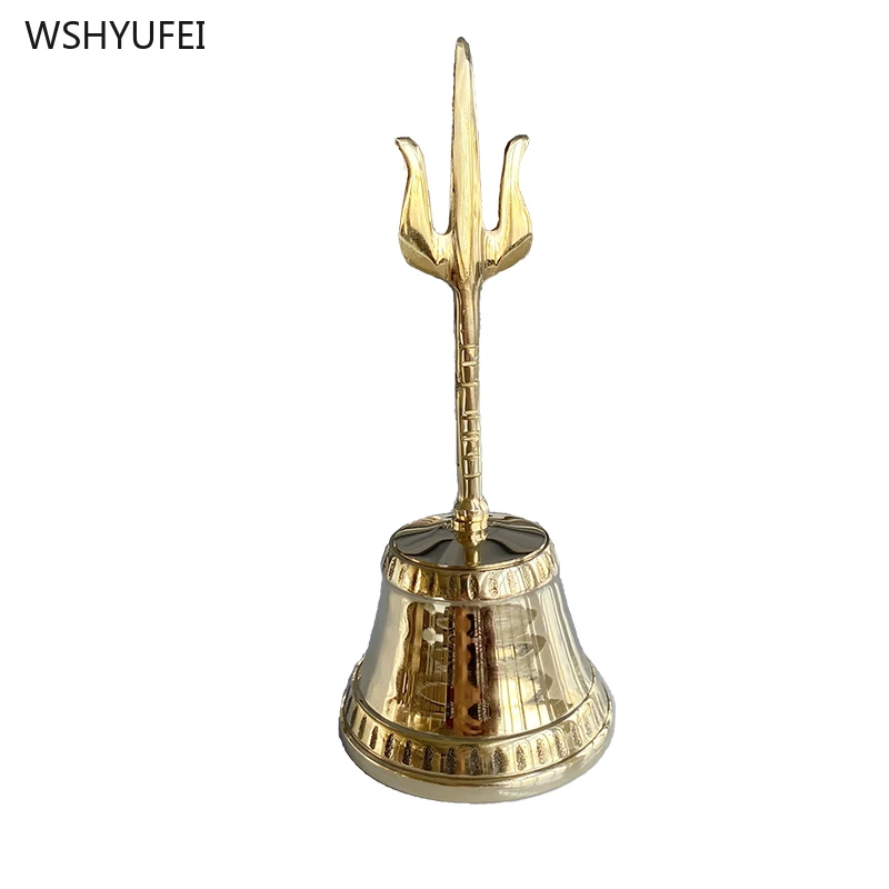 1 pc brass Pure Copper Trident Hand Shake Bell Feng Shui Accessories Halloween props Household Sacrifice temple Dharma tools