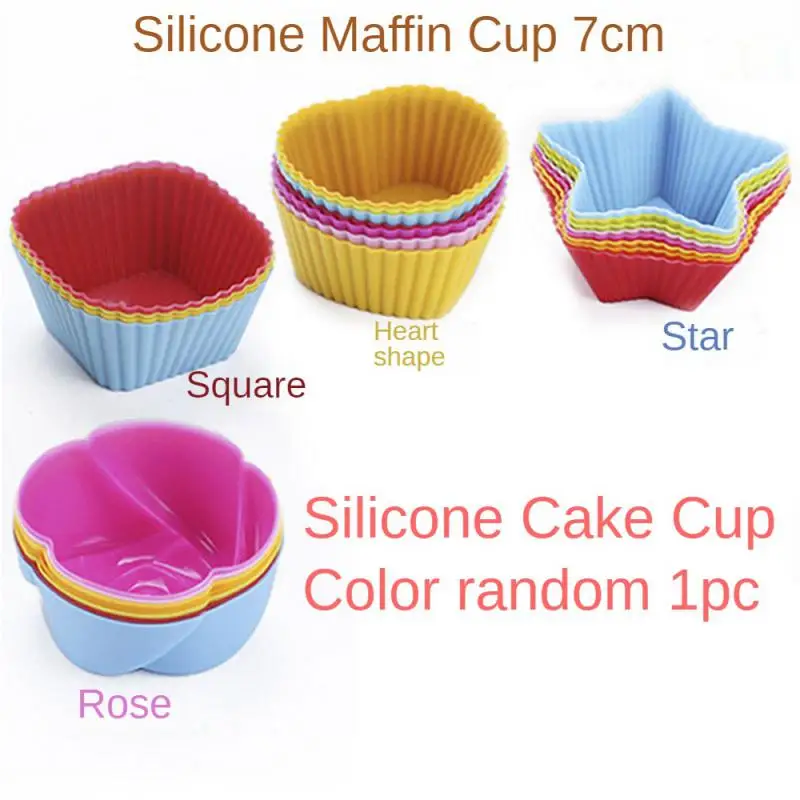 1/2/4PCS Cake Silicone Mold Non-Stick Heat Resistant Square Rose Star Shape Cake Cup Cooking Supplies for Kitchen