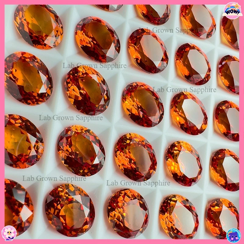 Laborgezüchteter Saphir in Orange, oval geschliffen, loser Edelstein – Detail 12