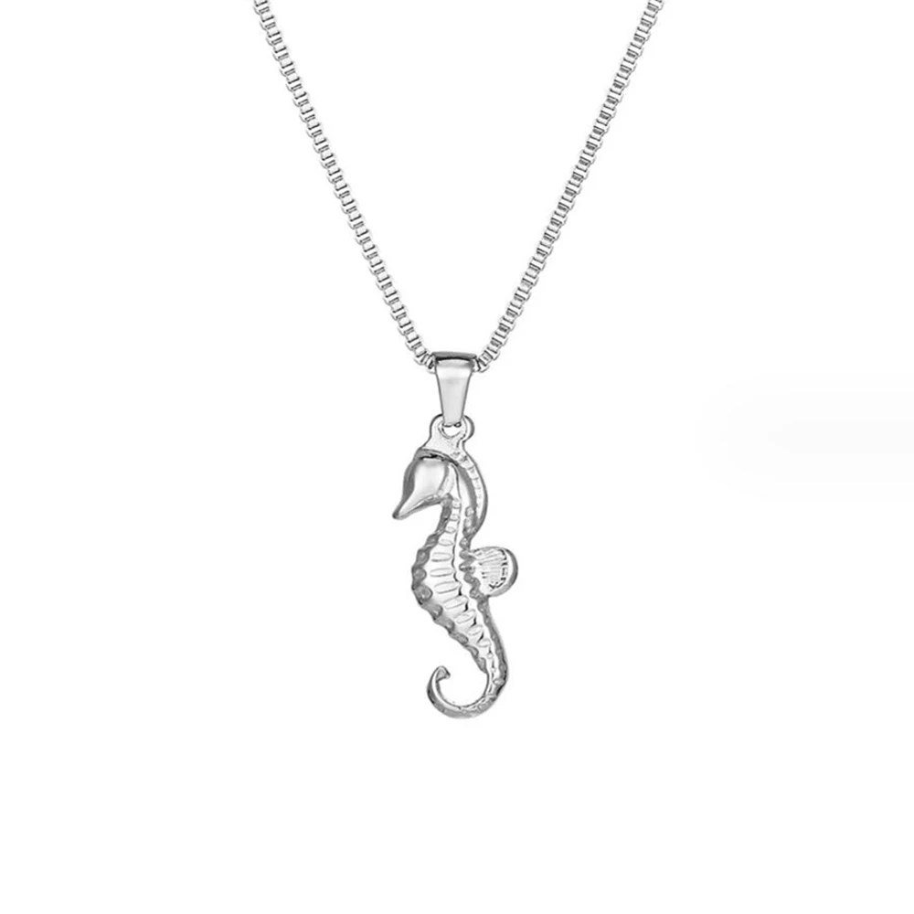 Stainless Steel Animal Sea Hippocampus Pendant Necklace Jewelry with Box Chain Women Gift