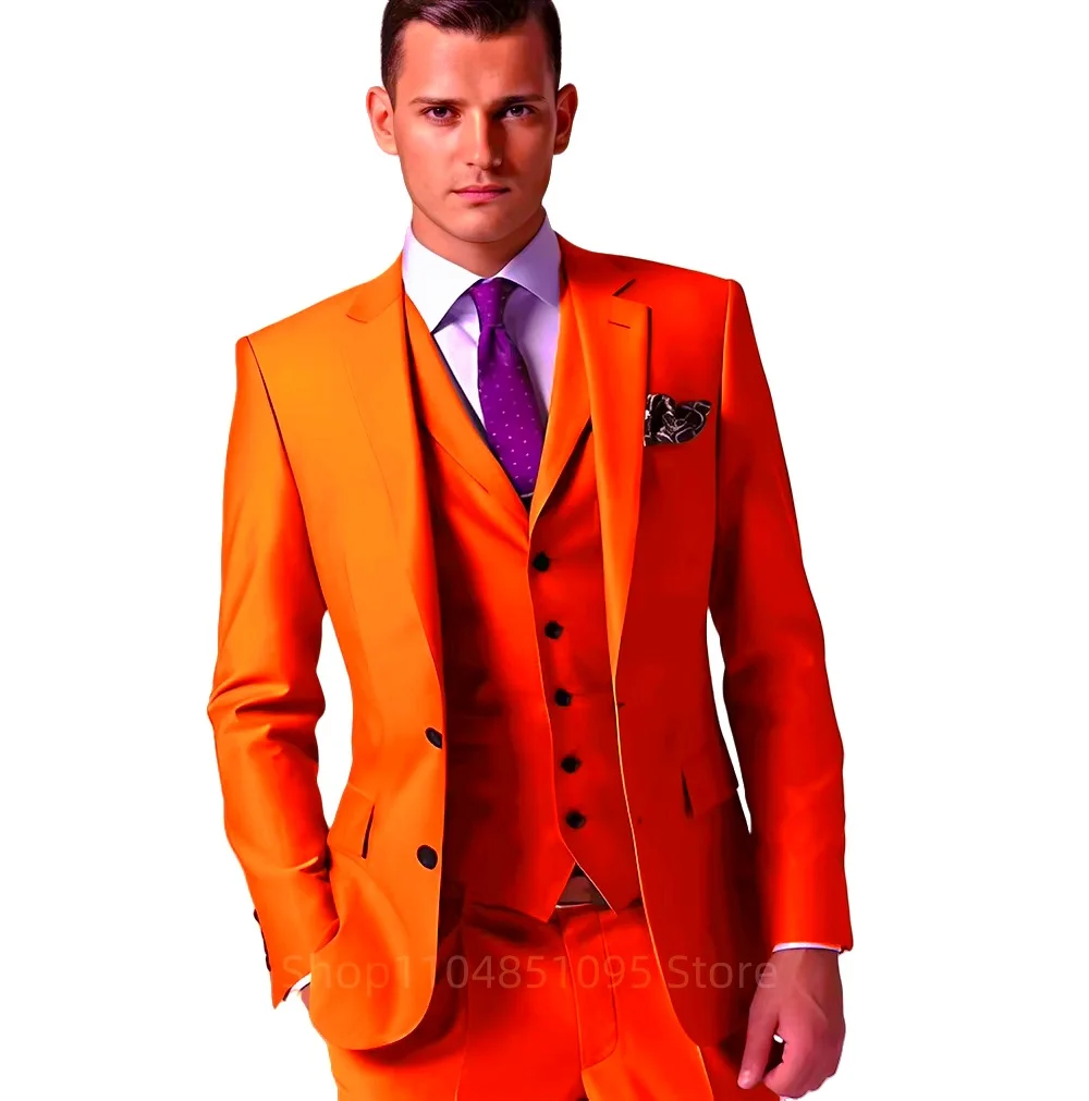 Trajes de hombre Chaqueta formal con solapa de muesca para celebridades Trajes de 3 piezas Blazer de dos botones Chaleco Pantalones Ropa de hombre de alta gama