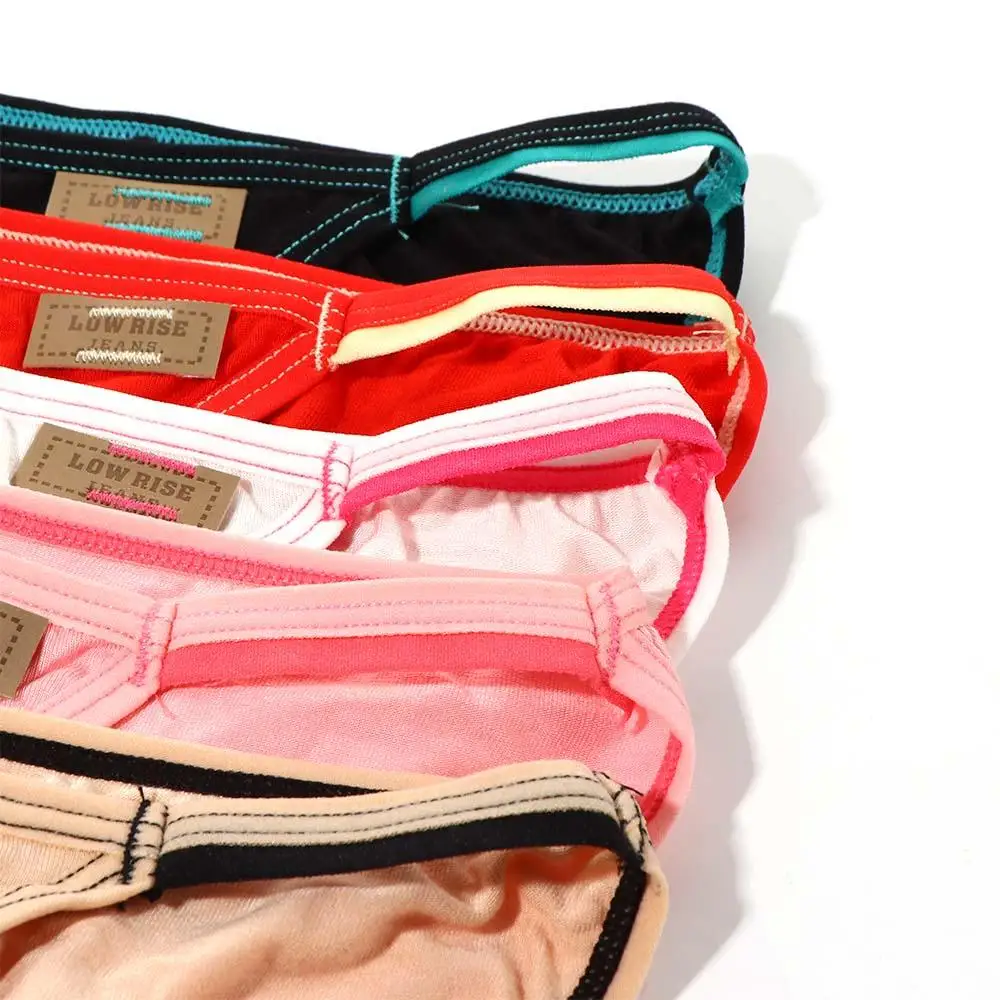 กางเกงชั้นในผ้าฝ้ายเอวต่ำ 6 สีสำหรับผู้หญิง แบบเซ็กซี่ จีสตริง