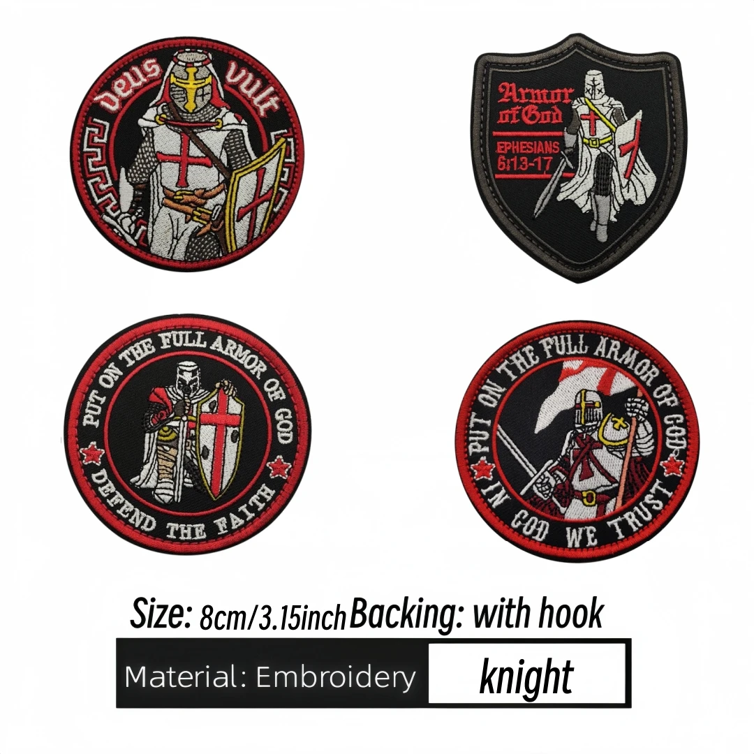 High-Quality Knights Templar Tactical Morale Patch - Embroidered Hook & Loop Arm Badge for Personalized Gear & Clothing