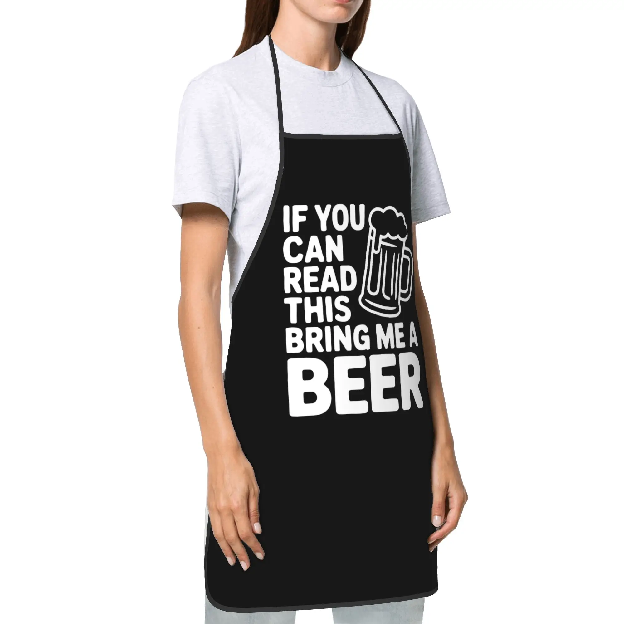 Bring Me a Beer Joke Funny Bib Aprons Waterproof Polyester Fathers Day Cooking Pinafore Male Female Adult Thin for Salon