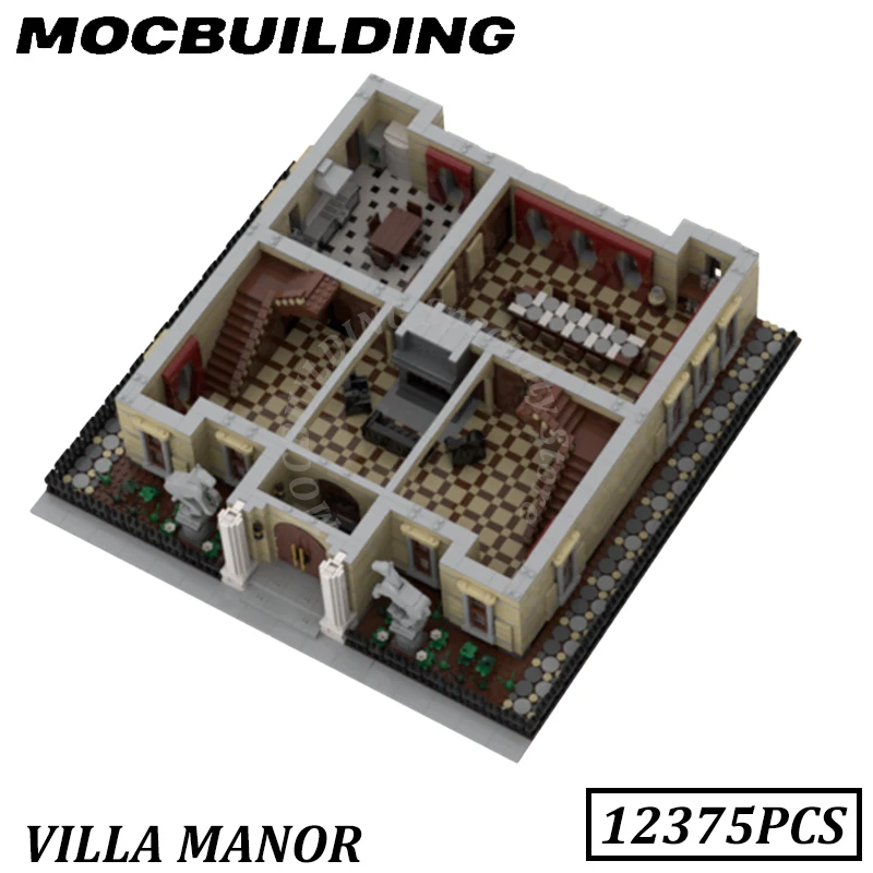 Villa Manor Buildings Display Model City Street View MOC Building Block Model DIY Construction Brick Toy Present Birthday Gift